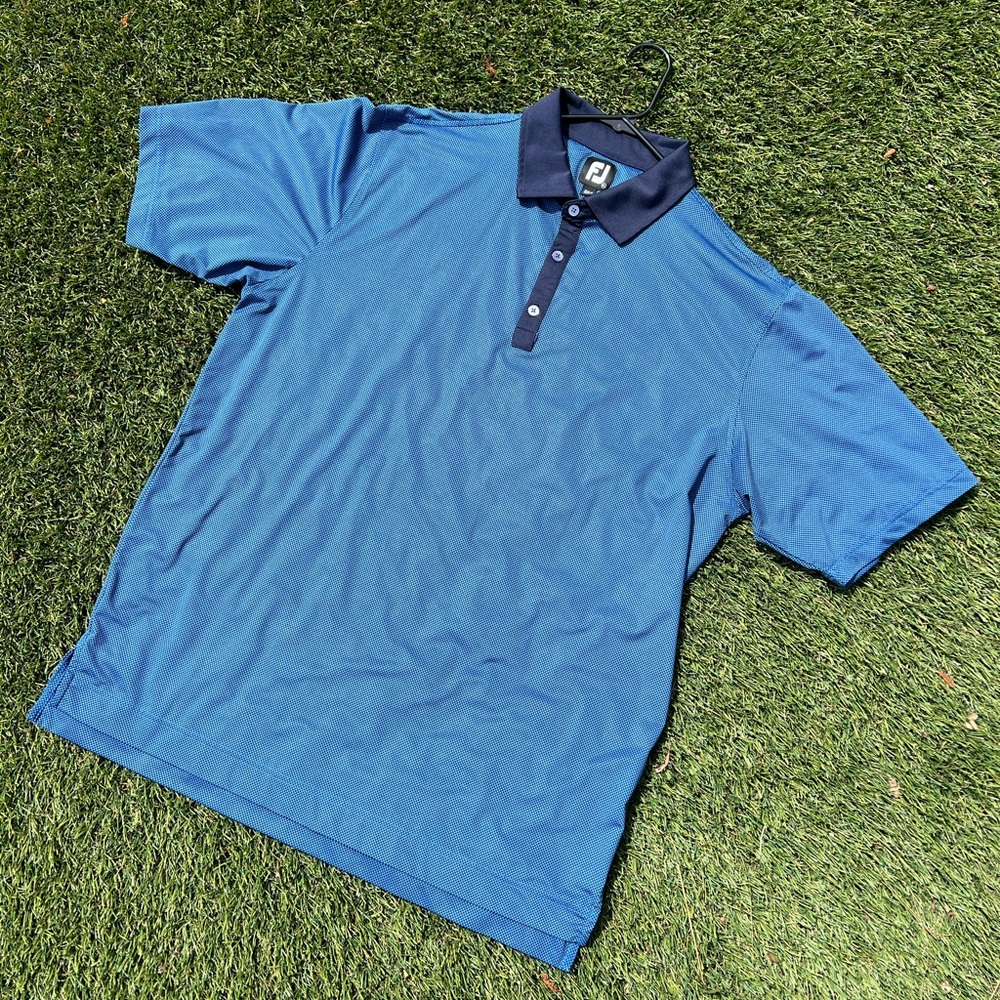 FootJoy Blue Polo with Navy Contrast Collar